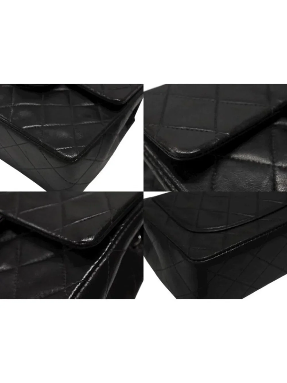Chanel Mini Quilted 17 Shoulder Bag CC Logo Lambskin Black Silver